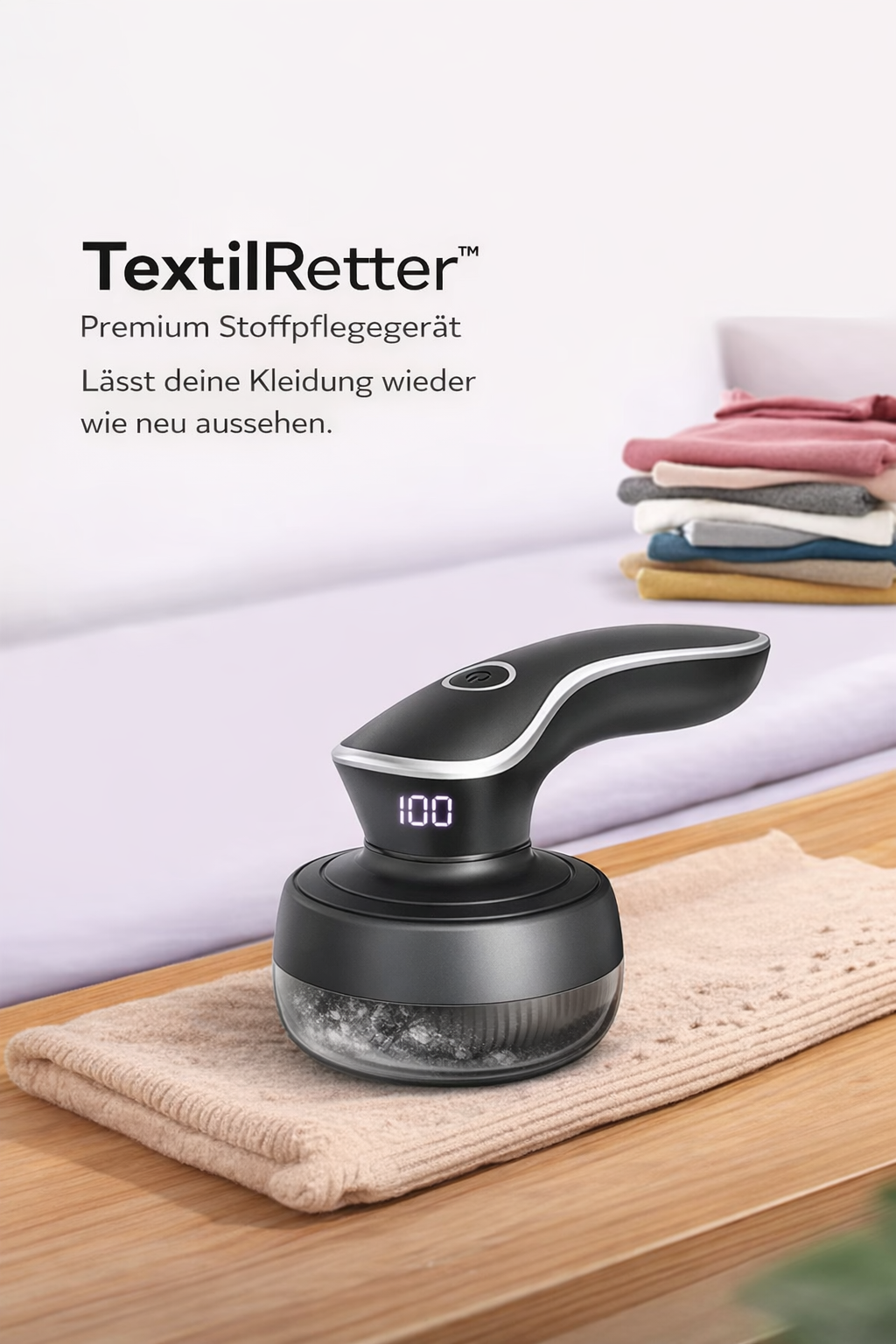 TextilRetter™ Premium Fusselrasierer mit Display – lässt Kleidung wieder wie neu aussehen